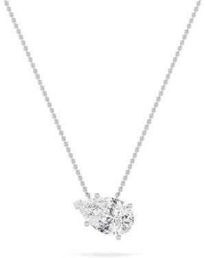 Mure And Co 2Ctw Pear Shaped Lab Grown Diamond (F/Vs) East West Solitaire Necklace - Metallic
