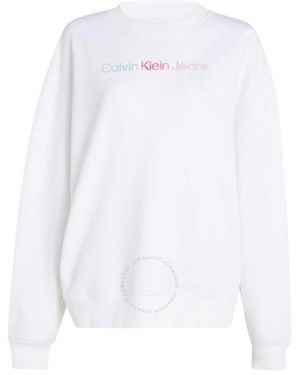 Calvin Klein Diffused Logo Crewneck Sweatshirt - White