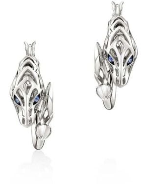 John Hardy Naga Hoop Earring, Sterling, 25Mm Sapphire Ebs603571Bsp - Metallic