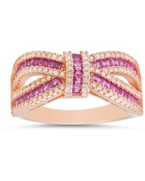 Kylie Harper 14K Rose Over Sapphire Cz Love Knot Ring - Pink