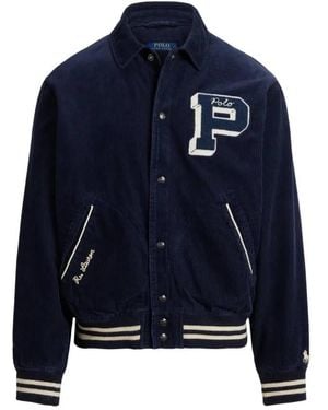 Polo Ralph Lauren Corduroy Letter Varsity Jacket - Blue