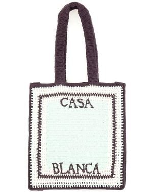 CASABLANCA Crochet Bag With Logo - White