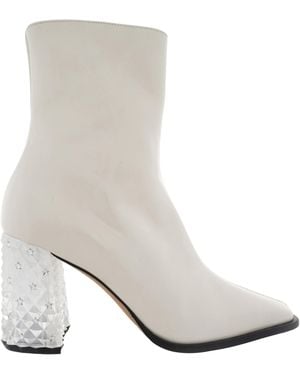 Jimmy Choo Bryelle 85 Leather Ankle Boots, Brand Size 36 Us - White