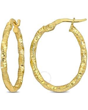 Amour 24Mm Oval Twisted And Textured Hoop Earrings - Metallic