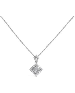 Haus of Brilliance 10K Princess Cut Diamond Geometric Pendant Necklace - Metallic