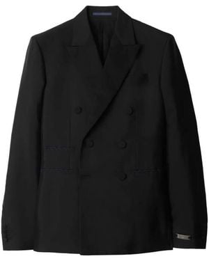Burberry Double-Breasted Wool-Blend Blazer, Brand Size 48R (Us - Black
