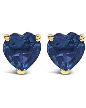Haus of Brilliance 14K 5Mm Heart Cut Sapphire Solitaire Stud Earrings - Blue
