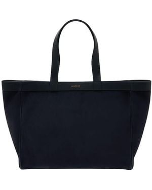 Anine Bing Calfskin Leather Tote Bag - Blue