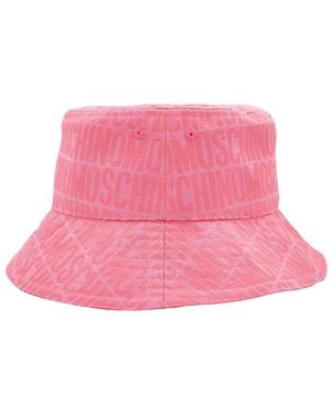 Moschino Allover Monogram Logo Bucket Hat - Pink