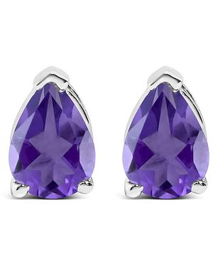 Haus of Brilliance 14K 6X4Mm Pear Shaped Amethyst Solitaire Stud Earrings - Purple