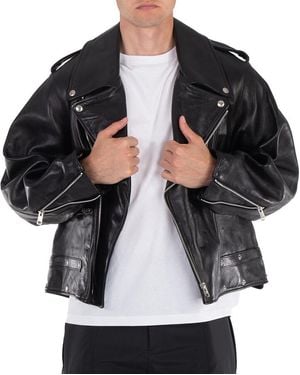 Beautiful People Double-End Vintage Leather Riders Jacket, Brand Size 38 - Black