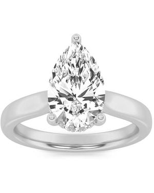Mure And Co 2Ctw Pear Shaped Lab Grown Diamond (F/Vs) Hidden Halo Cathedral Shank Engagement Ring - White