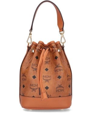 MCM Mini Dessau Bucket Bag - Brown