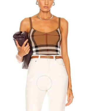 Burberry Keila Check-Pattern Knit Bodysuit - Brown