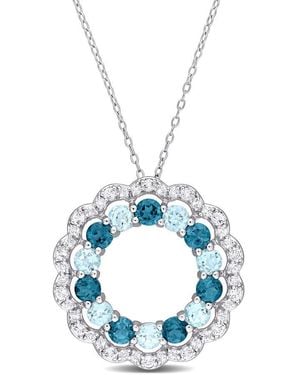 Amour 6 Ct Tgw London, Sky And Topaz Open Circle Pendant With Chain - Blue