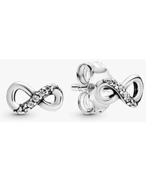 PANDORA Sparkling Infinity Sterling Stud Earrings - Metallic