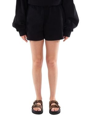 ROTATE BIRGER CHRISTENSEN Ladies Logo-Print Elastic-Waist Shorts - Black