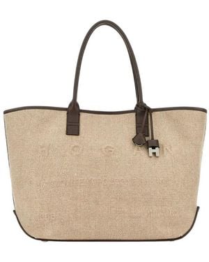 Hogan Shopping Bag With Logo - Natural