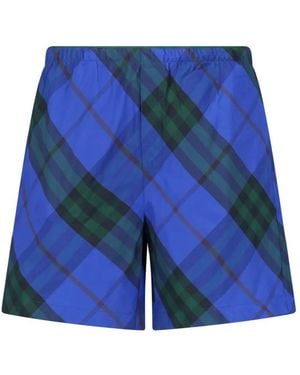 Burberry Ekd Logo Check Swim Shorts - Blue