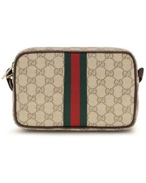 Gucci Gg Canvas Web Stripe Shoulder Bag - Grey