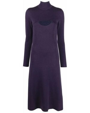 Ferragamo Lam Wool Midi Dress - Blue