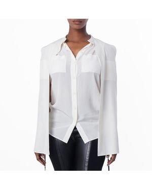 Burberry Neutral Suziesl Crepe De Chine Logo Detail Sleeveless Silk Shirt, Brand Size 8 (Us - Grey