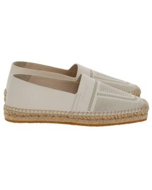 Ferragamo Seda Leather Espadrilles - Gray