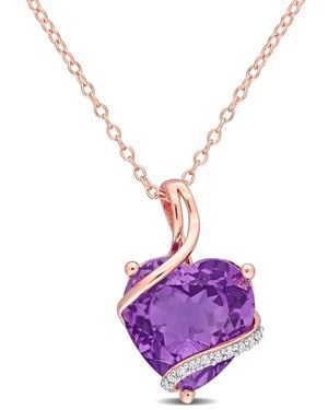 Amour 6 1/2 Ct Tgw Amethyst And Diamond Accent Heart Pendant With Chain - Purple