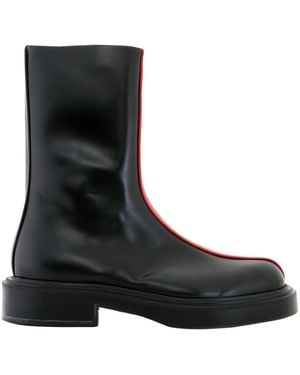 Ferragamo Ferragamo Contasting Insert Leather Ankle Boots - Black