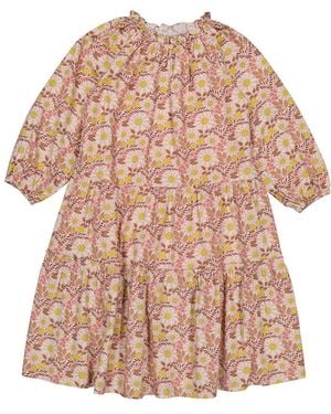 Bonton Girls Fleur Daisy Cotton Poplin Dress - Natural