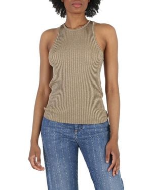 Stella McCartney Ladies Sparkle Ribbed-Knit Racer Tank Top - Blue