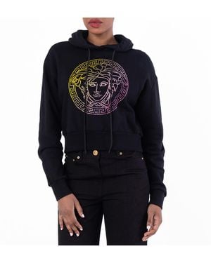 Versace Medusa Crystal Embellished Hoodie - Black