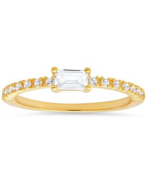 Kylie Harper Over East/West Baguette-Cut Cz Ring - Metallic