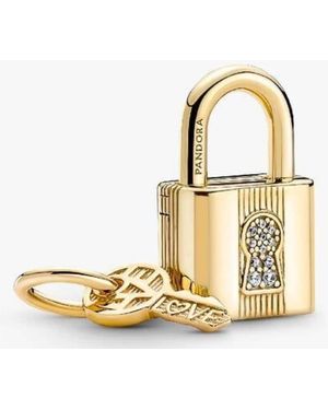 PANDORA 14K-Plated Padlock & Key Dangle Charm - Metallic
