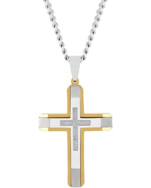 Robert Alton 1/10Ctw Diamond Stainless Steel With Finish Cross Pendant - Metallic
