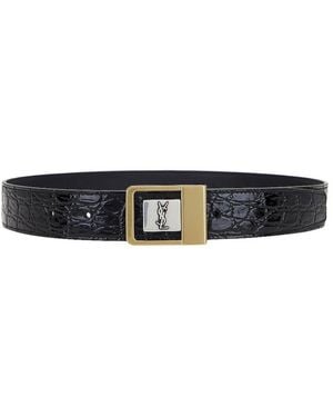 Saint Laurent Boucle La 66 Leather Belt - Black
