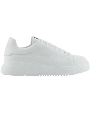 Emporio Armani Low Top Leather Trainers - White