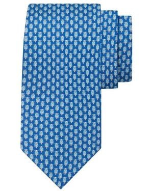Ferragamo Scooter Print Silk Tie - Blue