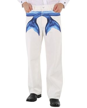 Burberry Mermaid Tail Printed Cotton-Denim Jeans - Blue