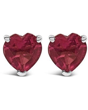 Haus of Brilliance 14K 5Mm Heart Cut Ruby Solitaire Stud Earrings - Purple