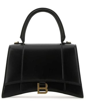 Balenciaga Leather Medium Hourglass Handbag - Black