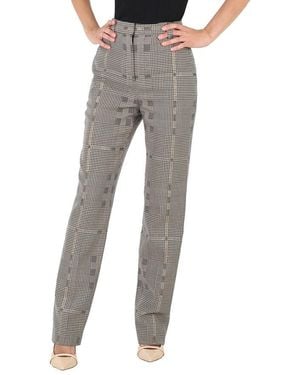 Burberry Ladies Check Wool Jacquard Tailored Pants, Brand Size 2 (Us - Gray