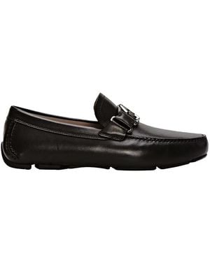 Ferragamo Salvatore Leather Ornament Driver Loafers - Black