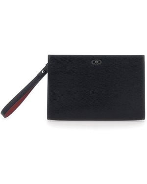 Ferragamo Revival Clutch With Wrist Strap And Gancini On The Front - Black