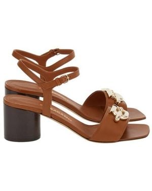 Ferragamo Priscilla Bejeweled Gancini Ornament Sandals - Brown