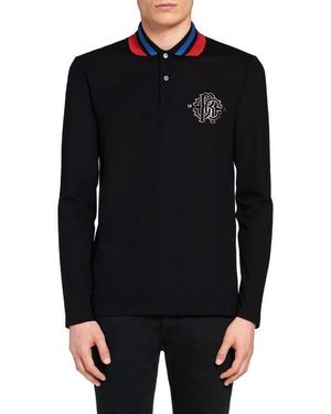 Roberto Cavalli Rc Monogram Polo Shirt - Black