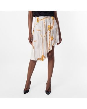 Burberry Chain-Print Asymmetric Skirt, Brand Size 2 Us - Metallic