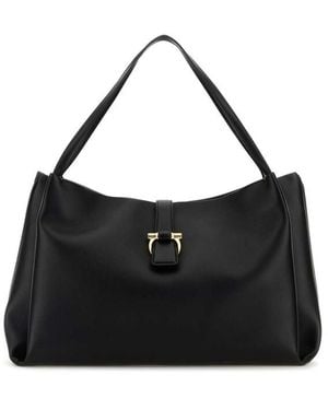 Ferragamo Leather Shopping Bag - Black