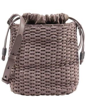 Brunello Cucinelli Ice Woven Leather Bucket Bag - Multicolour