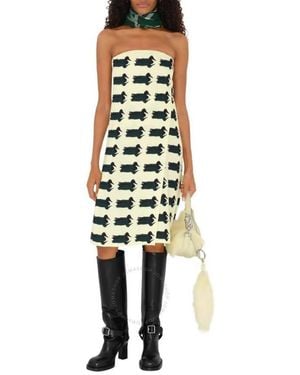 Burberry Strapless Duck Printed Midi Dress, Brand Size 6 Us - Metallic